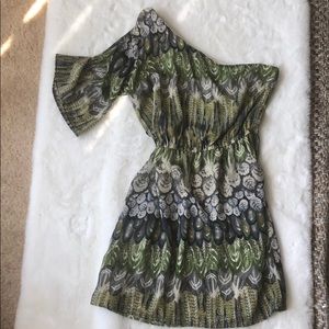 Green print spring dress